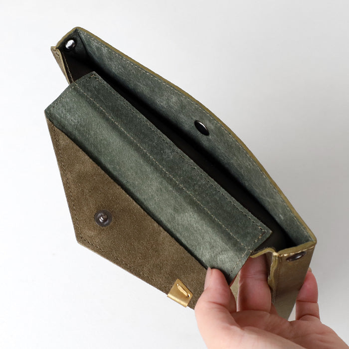 【3色】keu(ケウ) 錆エイジングレザー スキニーケース バッグ L 11.5inch メンズ レディース [H1315] waji 錆エイジングレザー 錆革 革小物 ブランド