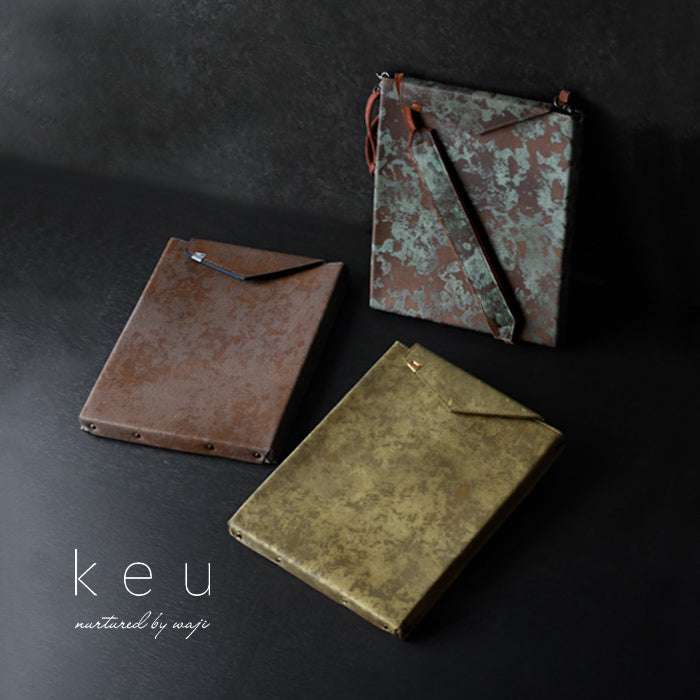 【3色】keu(ケウ) 錆エイジングレザー スキニーケース バッグ L 11.5inch メンズ レディース [H1315] waji 錆エイジングレザー 錆革 革小物 ブランド