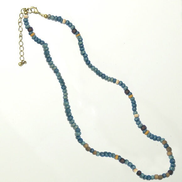 [Choose from 5 colors] Haru Nomura, Plant Dyeing Artist, Haruka Nomura, Wood Beads Necklace, Short [HN-003]