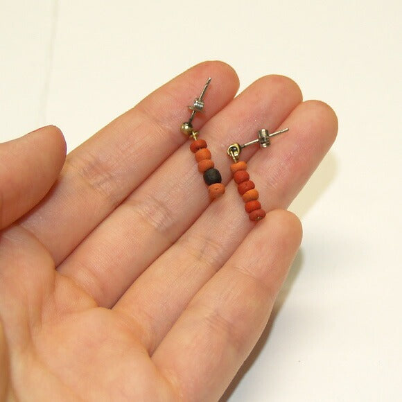 [5 colors in total, you can choose from earrings or earrings] haru nomura Vegetable dyeing artist Haruka Nomura Wood bead earrings・Pierce set of 2 [HN-005] 