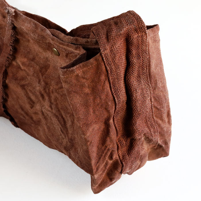 haru nomura Plant-dyed artist, Haruka Nomura Natural dyed linen bag “Travel bag” Brown [HNB-001-BR] 