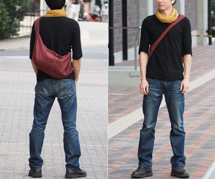 haru nomura Plant-dyed artist Haruka Nomura Natural dyed linen bag “Travel bag” Wine red [HNB-001-WIN] 