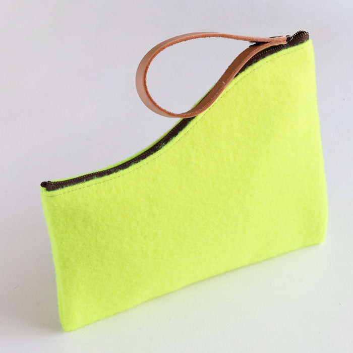 jidai Tennis Ball Felt Asymmetrical Pouch [J005] waji Upcycled Bag Brand Clutch Bag Cosmetic Pouch 