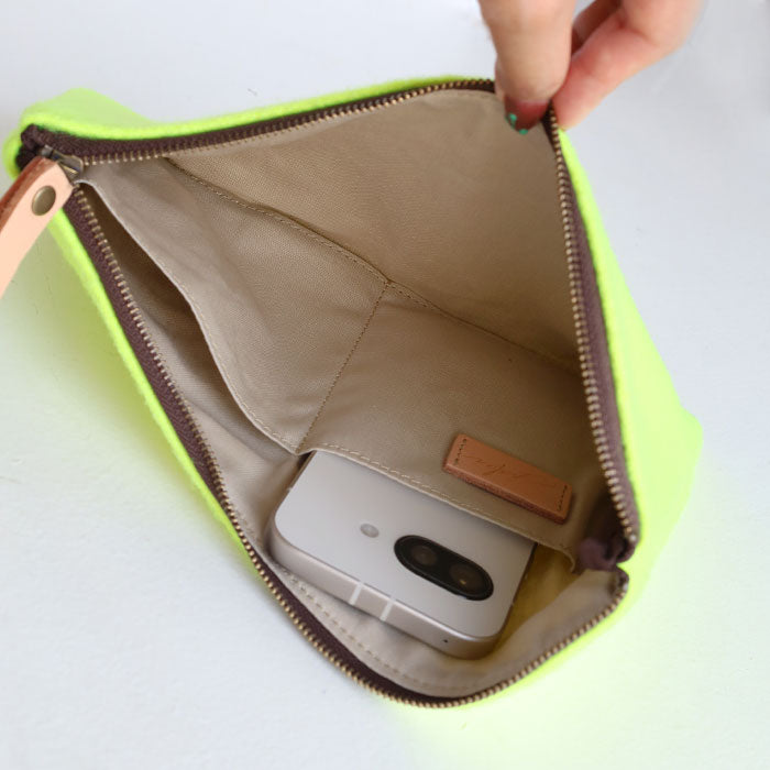 jidai Tennis Ball Felt Asymmetrical Pouch [J005] waji Upcycled Bag Brand Clutch Bag Cosmetic Pouch 