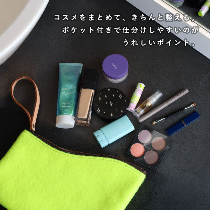 jidai(ジダイ) テニスボールフェルト アシンメトリーポーチ [J005] waji アップサイクル バッグ ブランド クラッチバッグ コスメポーチ