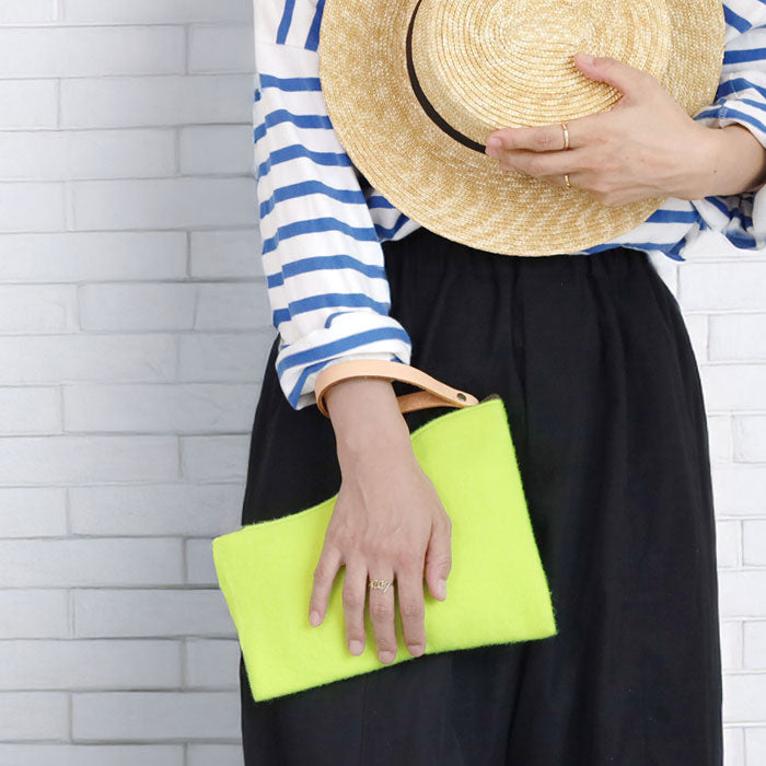 jidai Tennis Ball Felt Asymmetrical Pouch [J005] waji Upcycled Bag Brand Clutch Bag Cosmetic Pouch 