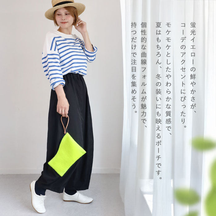 jidai Tennis Ball Felt Asymmetrical Pouch [J005] waji Upcycled Bag Brand Clutch Bag Cosmetic Pouch 