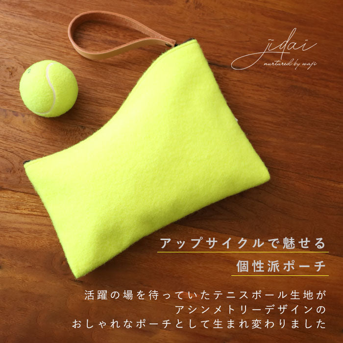 jidai Tennis Ball Felt Asymmetrical Pouch [J005] waji Upcycled Bag Brand Clutch Bag Cosmetic Pouch 