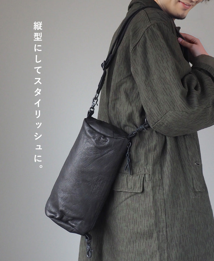 Butler Verner Sails(バトラーバーナーセイルズ)  馬革 ロール ショルダーバッグ メンズ レディース [JA-1059-22] 斜めがけ 肩掛け ポシェット ミニバッグ サコッシュ ボディバッグ 筒形