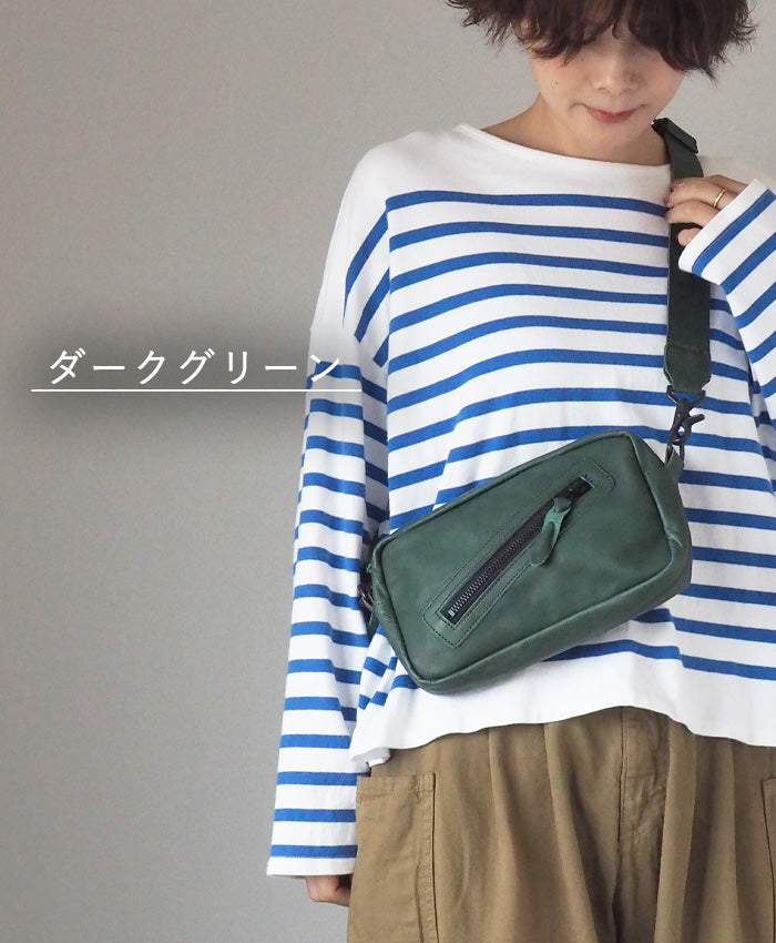 Butler Verner Sails(バトラーバーナーセイルズ)馬革 スクエアジップ ショルダーバッグ メンズ レディース 男女兼用 [JA-2427-22] 斜めがけ 肩掛け ポシェット ミニバッグ サコッシュ ボディバッグ シンプル 小さめ