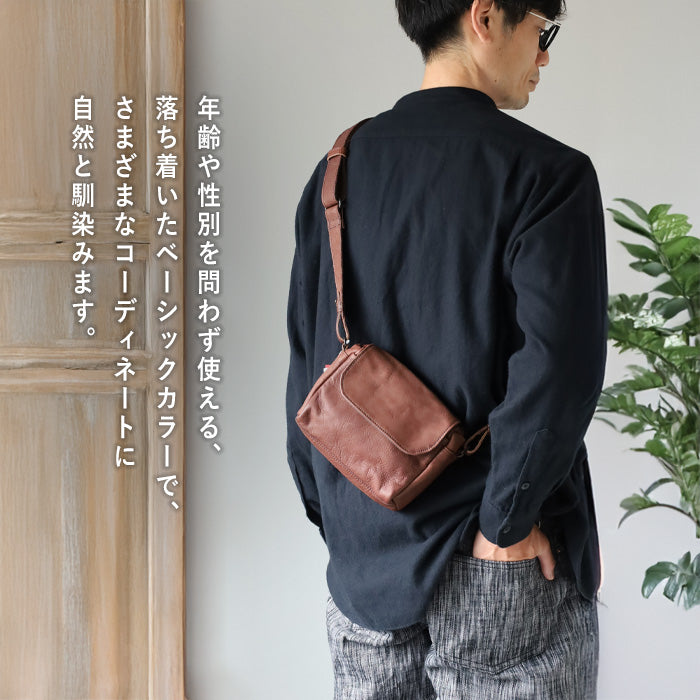 Butler Verner Sails(バトラーバーナーセイルズ)  馬革 フラップショルダー メンズ レディース [JA-2597] モバイルショルダーバッグ スマホ ポーチ ポシェット