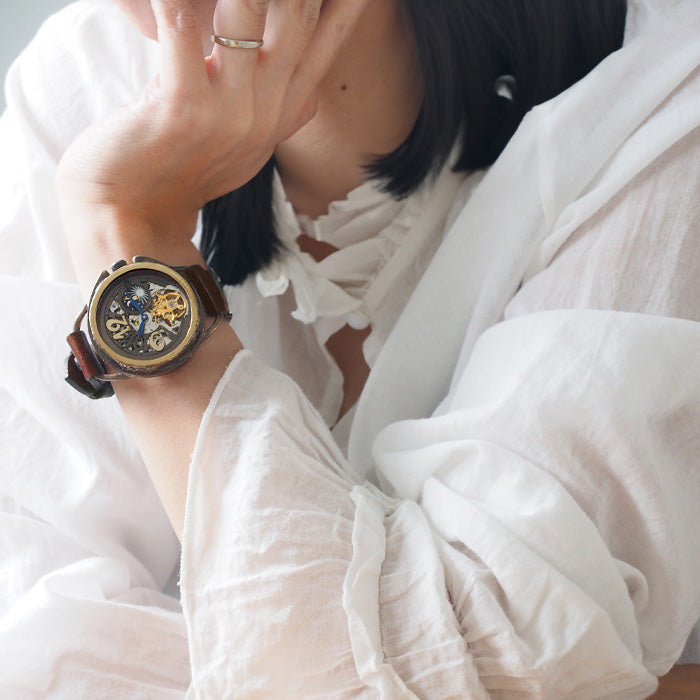 KINO（キノ） 手作り腕時計 自動巻き 裏スケルトン ファンファーレ SUN＆MOON [K-13]