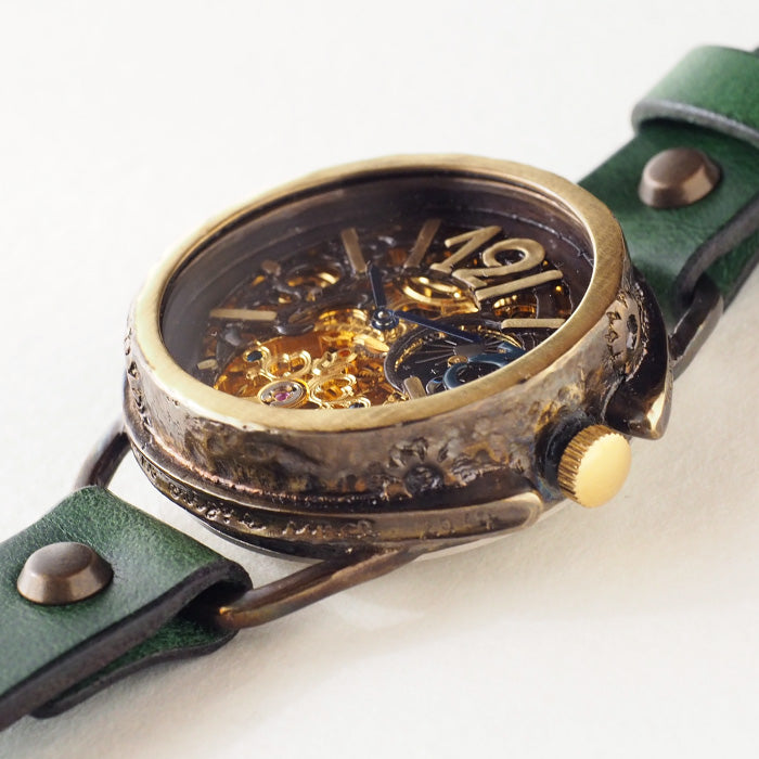 【選べるベルトカラー】KINO（キノ） 手作り腕時計 自動巻き 裏スケルトン ナイン SUN＆MOON [K-14]