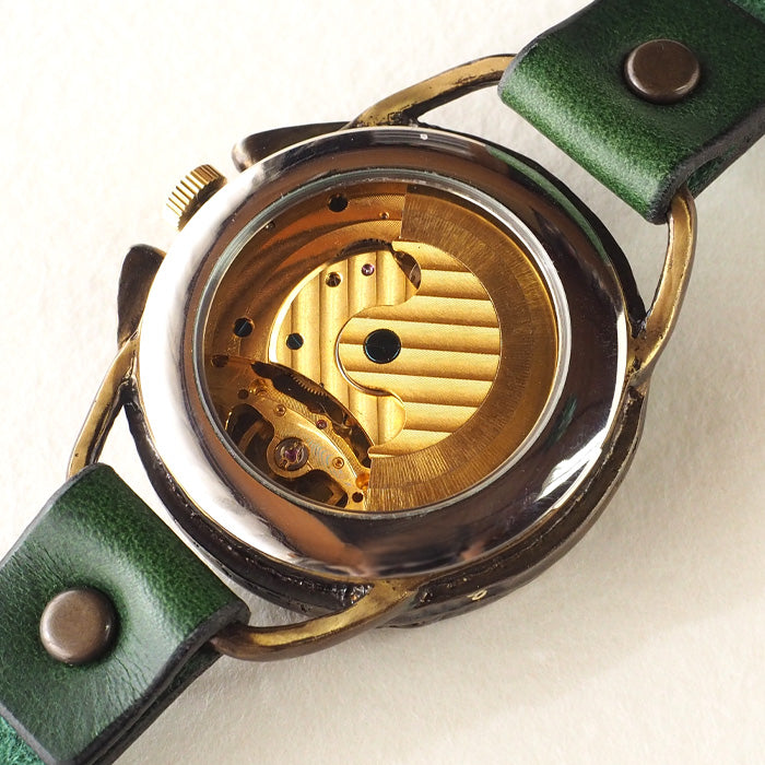 【選べるベルトカラー】KINO（キノ） 手作り腕時計 自動巻き 裏スケルトン ナイン SUN＆MOON [K-14]