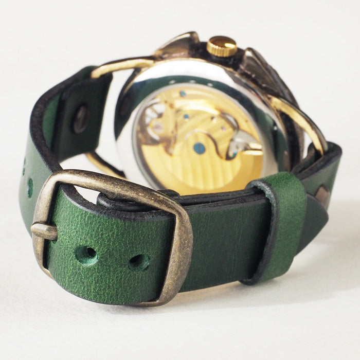 【選べるベルトカラー】KINO（キノ） 手作り腕時計 自動巻き 裏スケルトン ナイン SUN＆MOON [K-14]