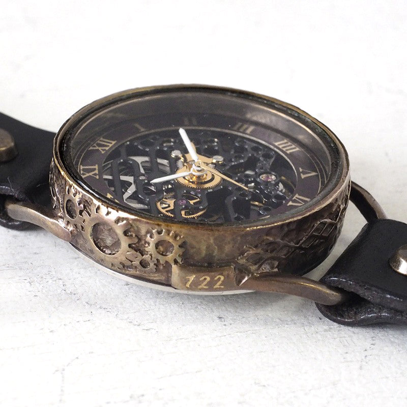 KINO(キノ) 手作り腕時計 自動巻き 裏スケルトン メカニックブラック ブラック [K-15-MBK-BK]