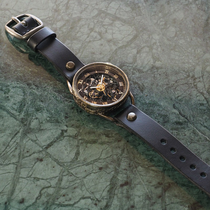 KINO(キノ) 手作り腕時計 自動巻き 裏スケルトン メカニックブラック ブラック [K-15-MBK-BK]