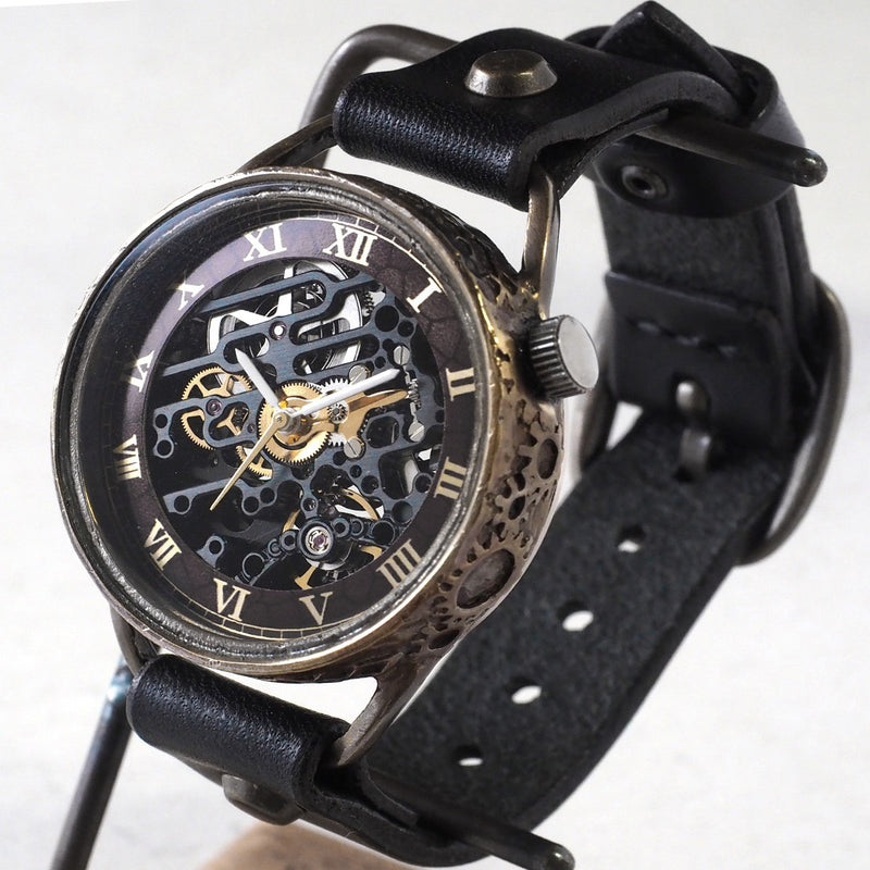 KINO(キノ) 手作り腕時計 自動巻き 裏スケルトン メカニックブラック ブラック [K-15-MBK-BK]