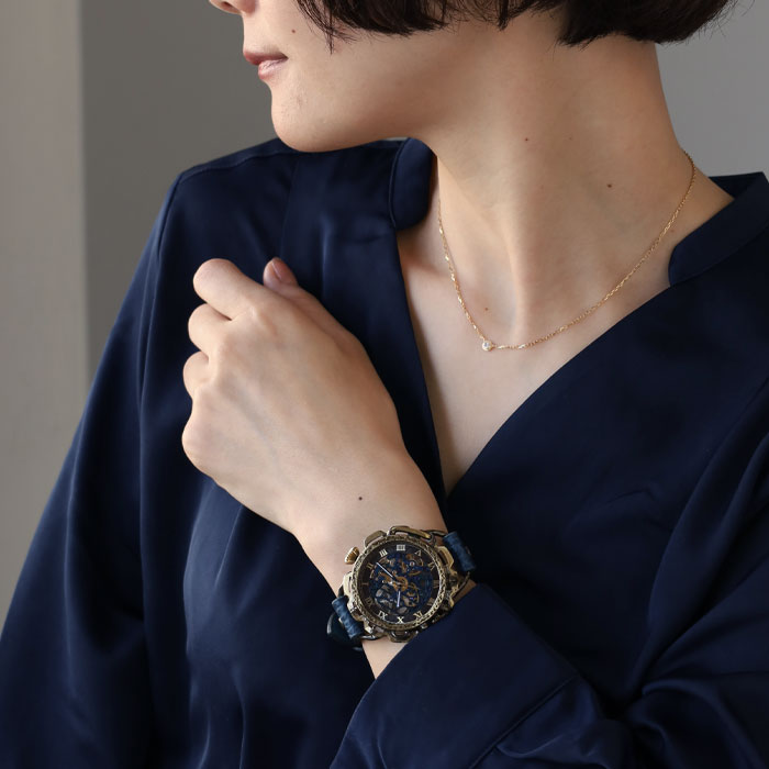 KINO(キノ) 手作り 腕時計 自動巻き 裏スケルトン キノパンクブルー 真鍮ケース [K-18-BR-BL]