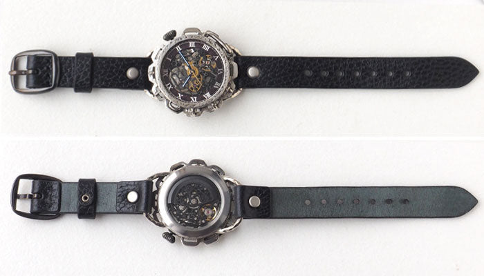 KINO (Kino) handmade watch automatic winding back skeleton kinopunk black silver black [K-18-SV-BK] 
