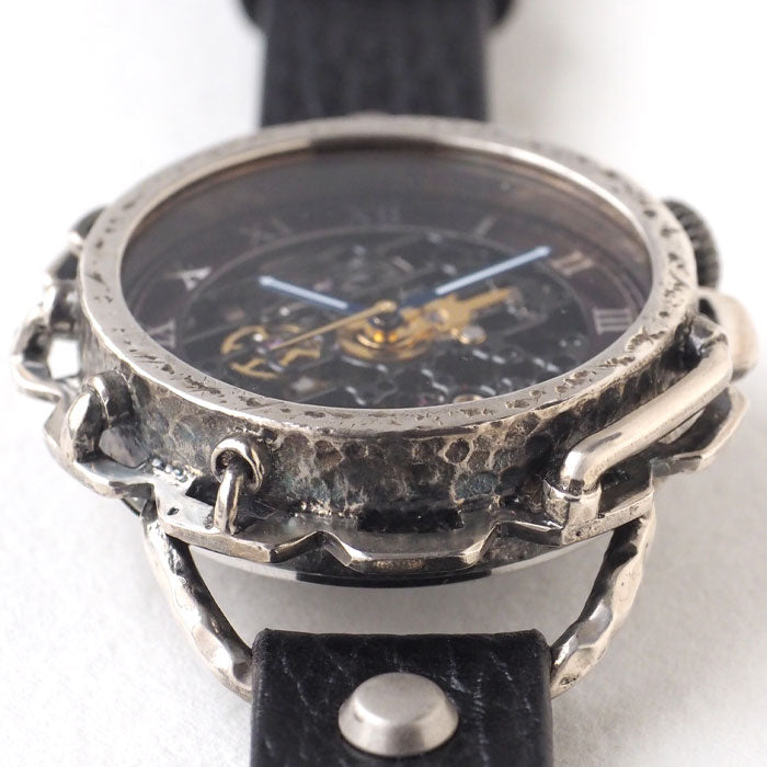 KINO（キノ） 手作り腕時計 自動巻き 裏スケルトン キノパンクブラック シルバー ブラック [K-18-SV-BK]