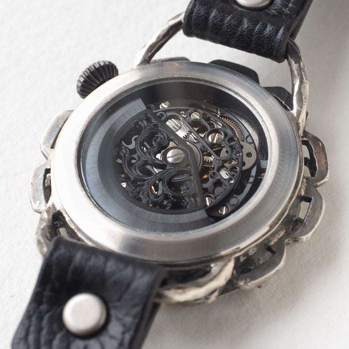 KINO（キノ） 手作り腕時計 自動巻き 裏スケルトン キノパンクブラック シルバー ブラック [K-18-SV-BK]