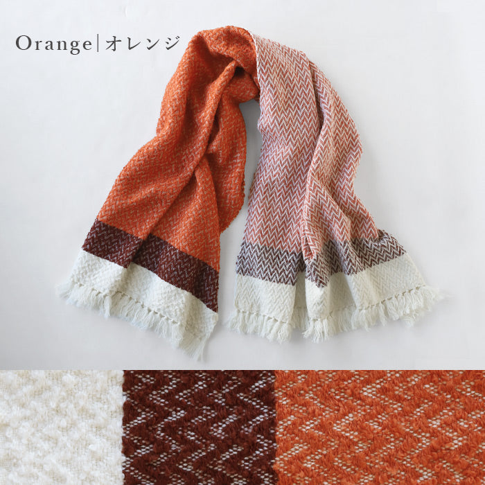 KOBOORIZA LOOP Wool and Cotton Blanket/Shawl, Herringbone Pattern, 80x120cm, Women's, 3 Colors [K-BS-LP03], Imabari City, Ehime Prefecture, Scarf, Textile Brand 