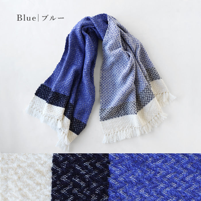 【3色】kobooriza 工房織座 LOOP ウール コットン ブランケット ショール ヘリンボーン 80×120cm レディース [K-BS-LP03] 愛媛県 今治市 マフラー 織物 ブランド