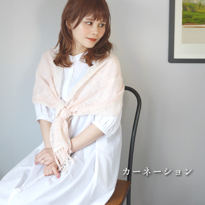 kobooriza 工房織座  麻 ボタニカル オーガニック 節糸格子 マフラー [K-MF-FU04] レディース  ストール ショール 愛媛県 今治市 織物 ブランド