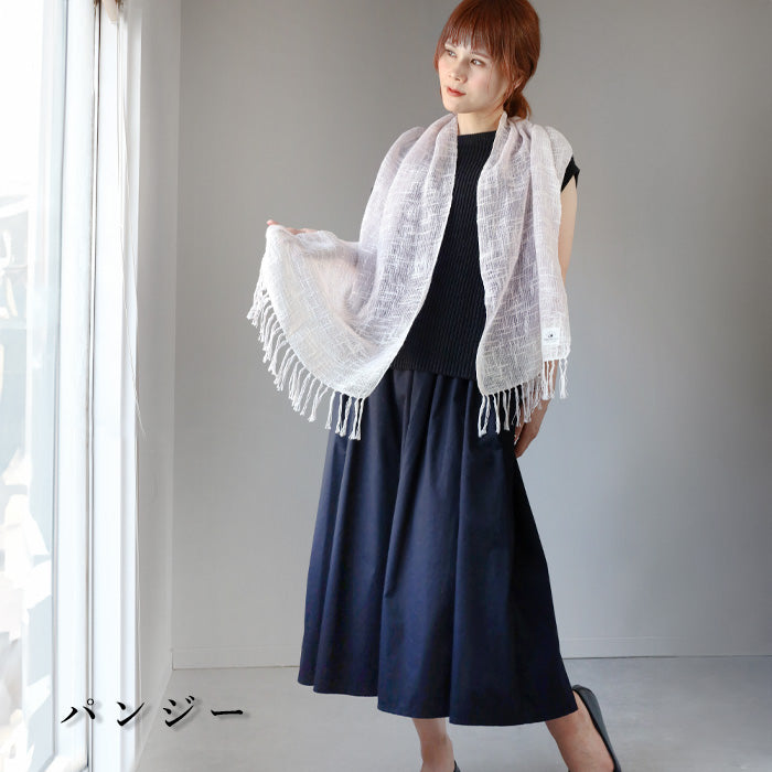 kobooriza 工房織座  麻 ボタニカル オーガニック 節糸格子 マフラー [K-MF-FU04] レディース  ストール ショール 愛媛県 今治市 織物 ブランド