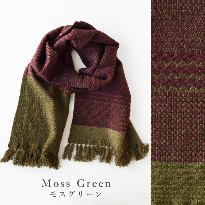 [3 colors] kobooriza Wool Scarf KAWARI Weave Border Women's Men's [K-MF-KO11] Ehime Imabari Stole Woven Brand 