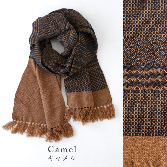 [3 colors] kobooriza Wool Scarf KAWARI Weave Border Women's Men's [K-MF-KO11] Ehime Imabari Stole Woven Brand 