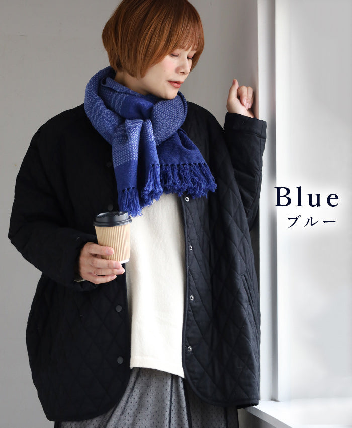 [3 colors] kobooriza Wool Scarf KAWARI Weave Border Women's Men's [K-MF-KO11] Ehime Imabari Stole Woven Brand 