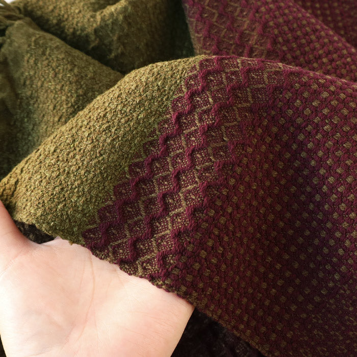 [3 colors] kobooriza Wool Scarf KAWARI Weave Border Women's Men's [K-MF-KO11] Ehime Imabari Stole Woven Brand 