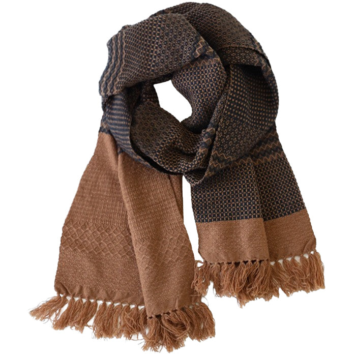 [3 colors] kobooriza Wool Scarf KAWARI Weave Border Women's Men's [K-MF-KO11] Ehime Imabari Stole Woven Brand 