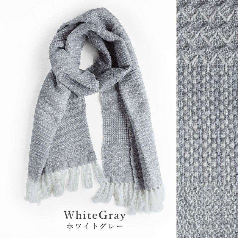 [3 Colors] kobooriza Wool Scarf KAWARI Weave Border 2 Women's Men's [K-MF-KO12] Ehime Imabari Stole Textile Brand