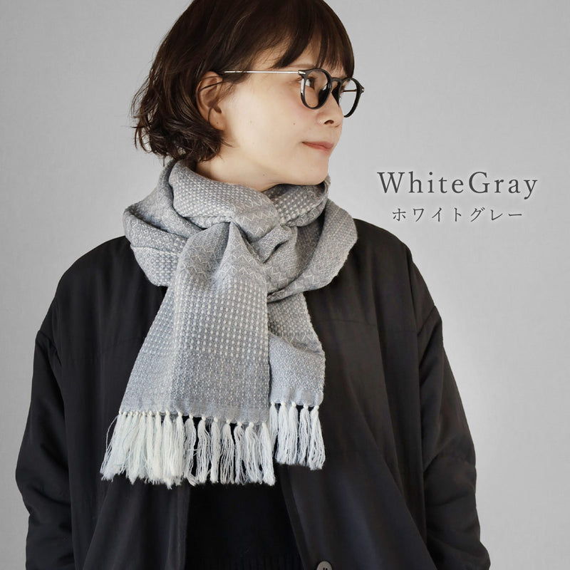 [3 Colors] kobooriza Wool Scarf KAWARI Weave Border 2 Women's Men's [K-MF-KO12] Ehime Imabari Stole Textile Brand
