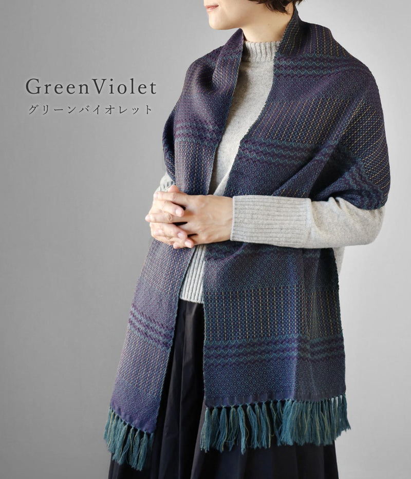 [3 Colors] kobooriza Wool Scarf KAWARI Weave Border 2 Women's Men's [K-MF-KO12] Ehime Imabari Stole Textile Brand