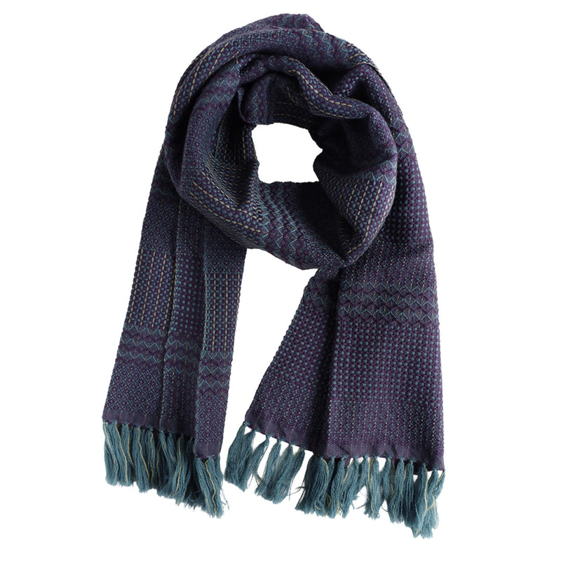 [3 Colors] kobooriza Wool Scarf KAWARI Weave Border 2 Women's Men's [K-MF-KO12] Ehime Imabari Stole Textile Brand