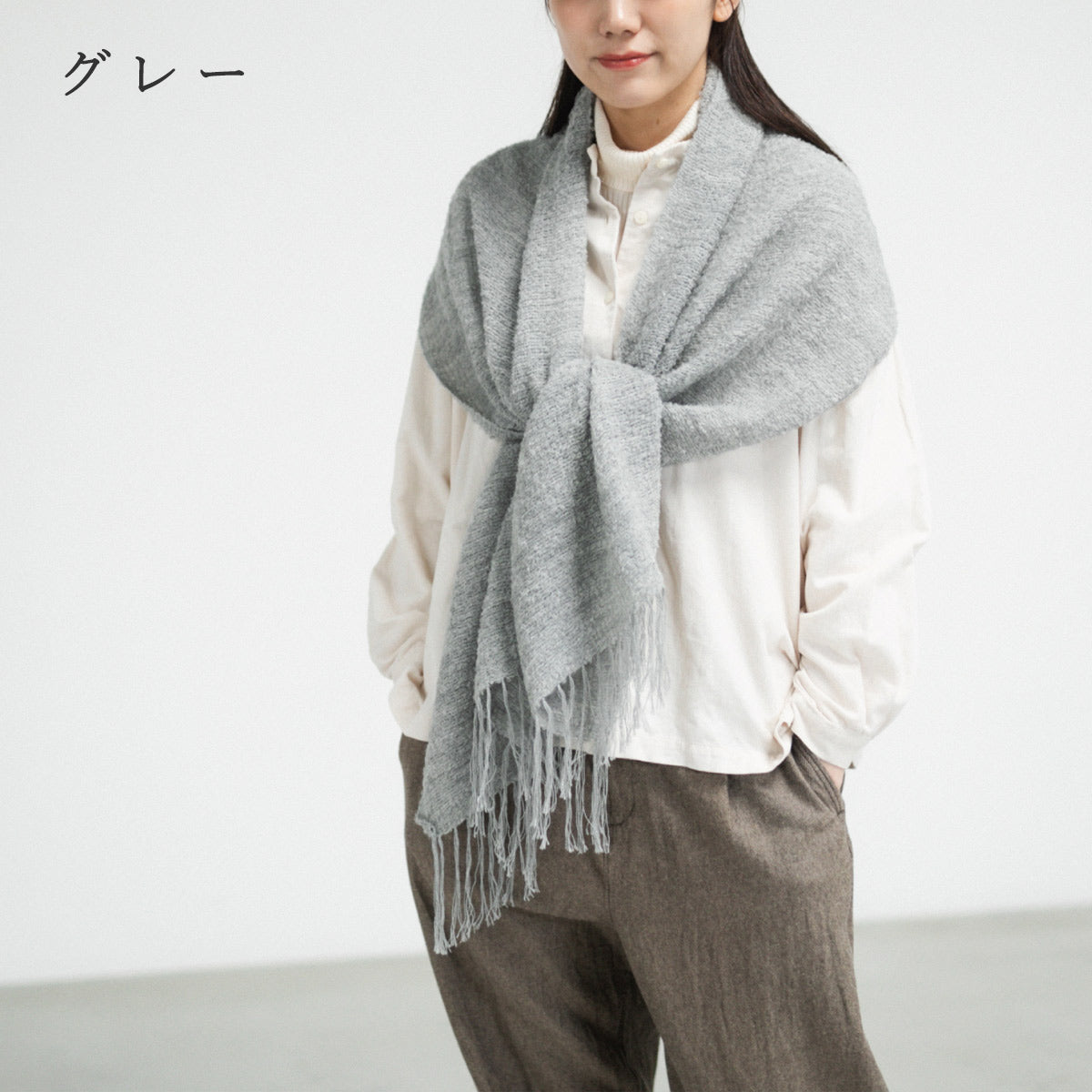 3色】kobooriza 工房織座 アルパカ ウールマフラーMOJIRI レディース