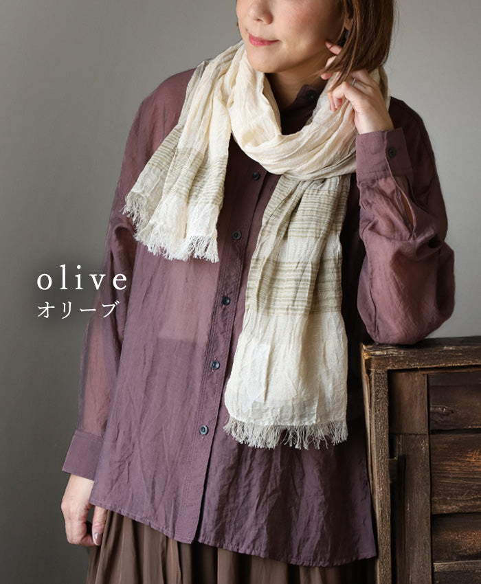 [2 colors] kobooriza Studio Oriza YURAGI Linen Stole Asanoyuragi RIN Women's [K-ST-AY03] Ehime Imabari Stole Woven Fabric