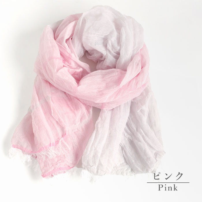 [3 colors] kobooriza SHIBO Linen Cotton Two-tone Shawl for Women [K-OS-HC09] Ehime Imabari Stole Woven Brand Scarf 