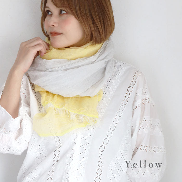 [3 colors] kobooriza SHIBO Linen Cotton Two-tone Shawl for Women [K-OS-HC09] Ehime Imabari Stole Woven Brand Scarf 