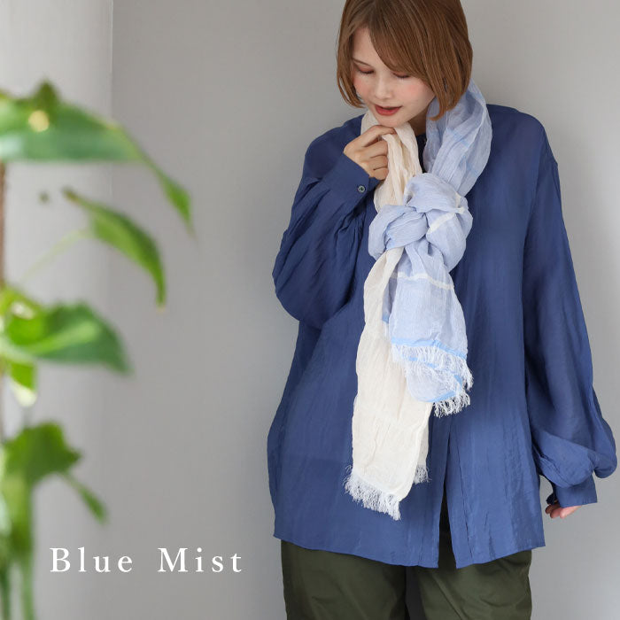 [3 colors] kobooriza SHIBO Linen Cotton Two-tone Shawl for Women [K-OS-HC09] Ehime Imabari Stole Woven Brand Scarf 