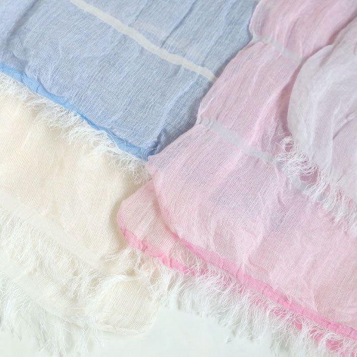 [3 colors] kobooriza SHIBO Linen Cotton Two-tone Shawl for Women [K-OS-HC09] Ehime Imabari Stole Woven Brand Scarf 