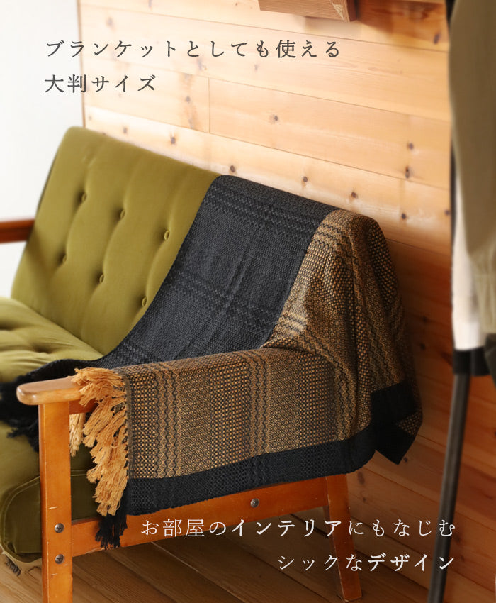 [2 colors] kobooriza Kawari Wool Shawl with Weave Border for Men and Women [K-OS-K011] Ehime Imabari Stole Woven Brand