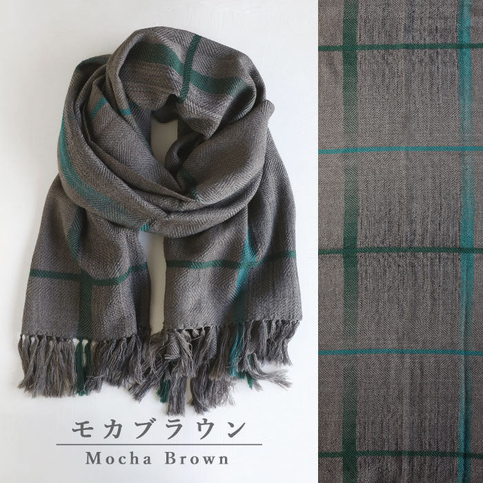 [2 colors] kobooriza AYA wool shawl windowpane for women and men [K-OS-TW10] Ehime Imabari stole woven brand 