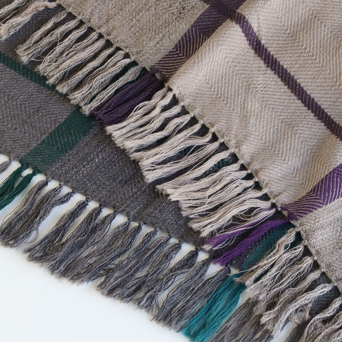 [2 colors] kobooriza AYA wool shawl windowpane for women and men [K-OS-TW10] Ehime Imabari stole woven brand 