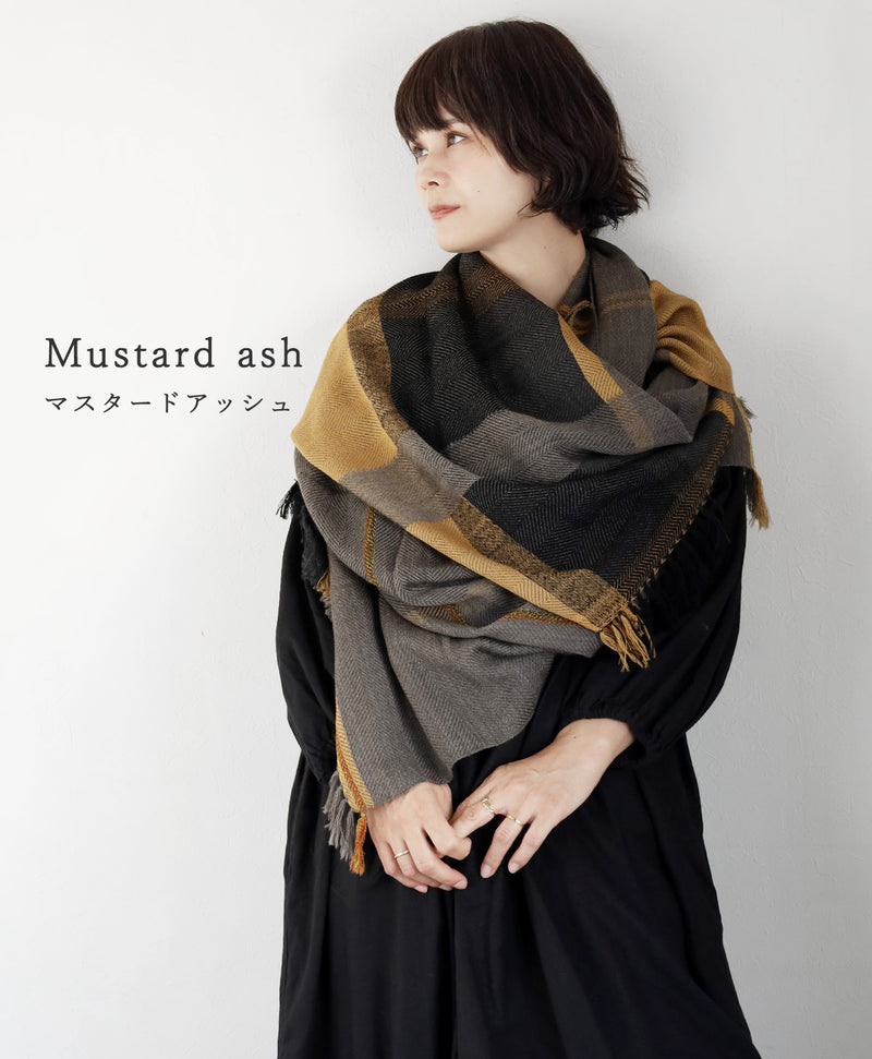[2 Colors] kobooriza AYA Wool Shawl Fringed Edge Women's/Men's [K-OS-TW11] Ehime Imabari Stole, Scarf, Textile Brand