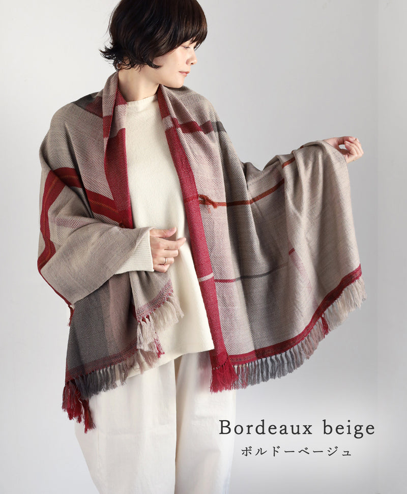 [2 Colors] kobooriza AYA Wool Shawl Fringed Edge Women's/Men's [K-OS-TW11] Ehime Imabari Stole, Scarf, Textile Brand